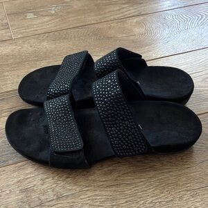 Vionic Samoa Black Women's Sandals Studded Embellished size 11 Double Strap